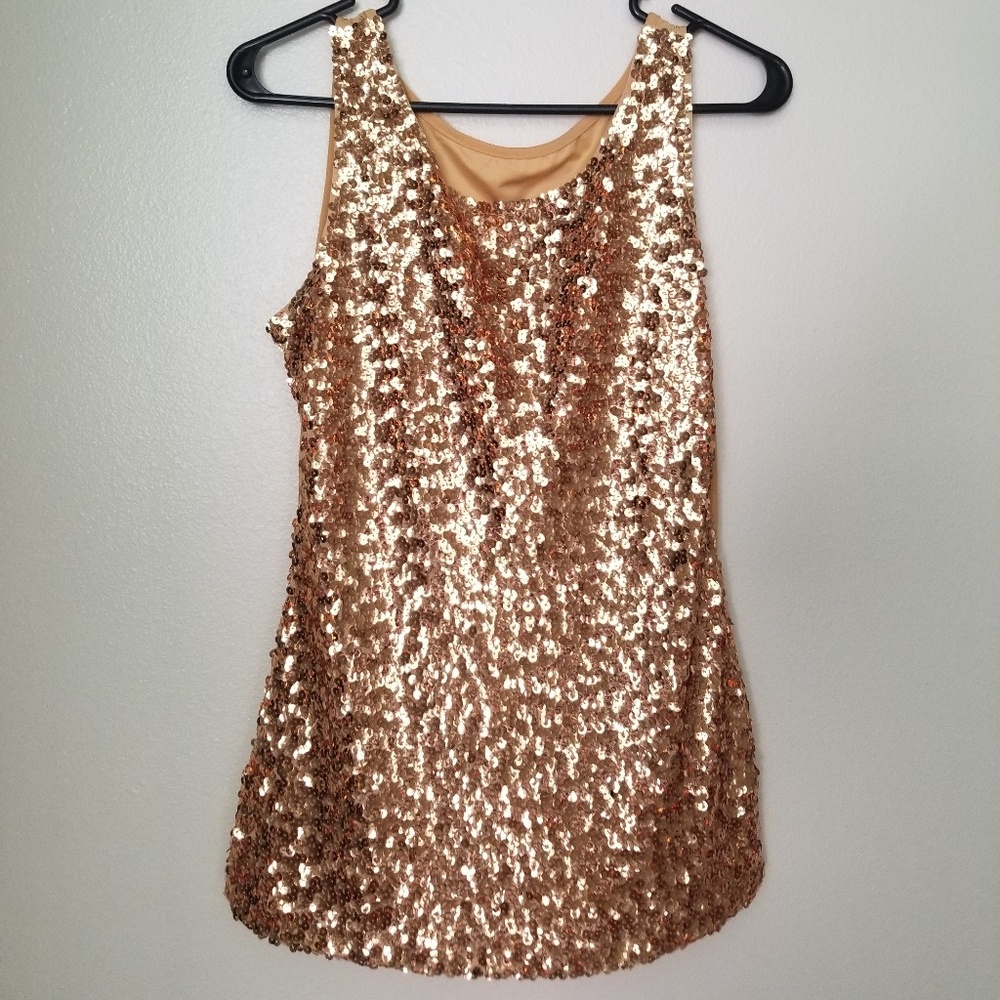 Gold Sequin Tank Top